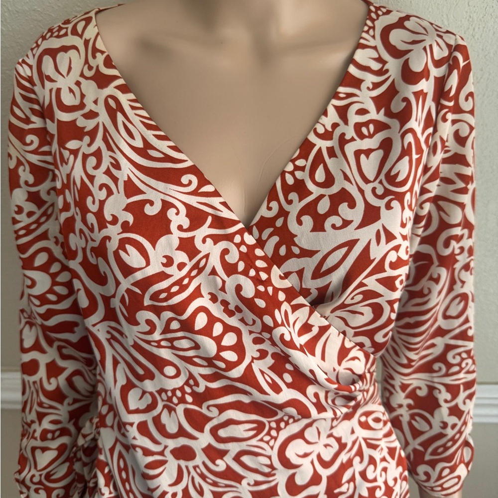 Antonio Melani Elegant Red and White Wrap Dress size 6 used - Picture 5 of 9